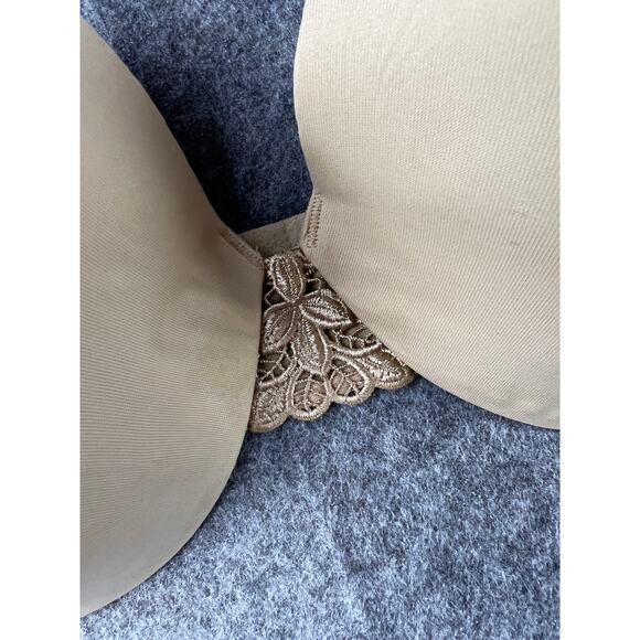Lilyette Minimizer Bra 34DD Back Smoothing Tan‎ Nude Underwire Lace accents - Picture 4 of 5